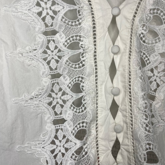 Free People White 3/4 Sleeve Louella Embroidered Top - Picture 4 of 7